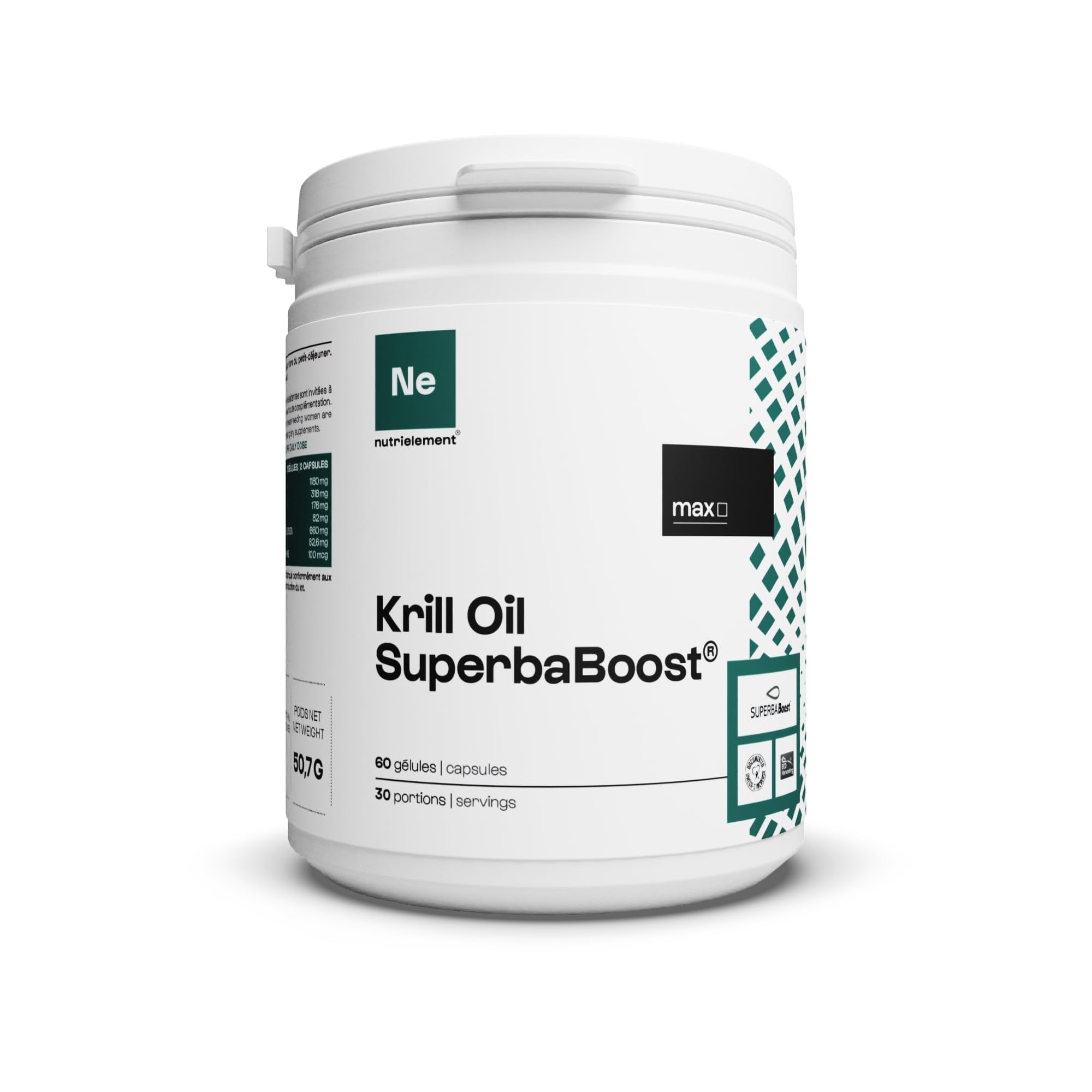 Nutrimuscle - Huile de Krill haute qualité Superba™ Boost - 60 capsules - Source d'Omega 3 - EPA, DHA, Astaxanthine, Choline