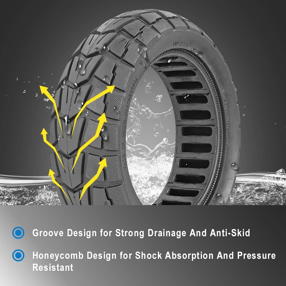 Ruedas Todoterreno macizas de Caucho 10x2.75 para Patinete Eléctrico Smartgyro Speedway/Speedway Pro, Speedway 5,Rockway/Crossover, Dualtron 3, Offroad (2 PCS)