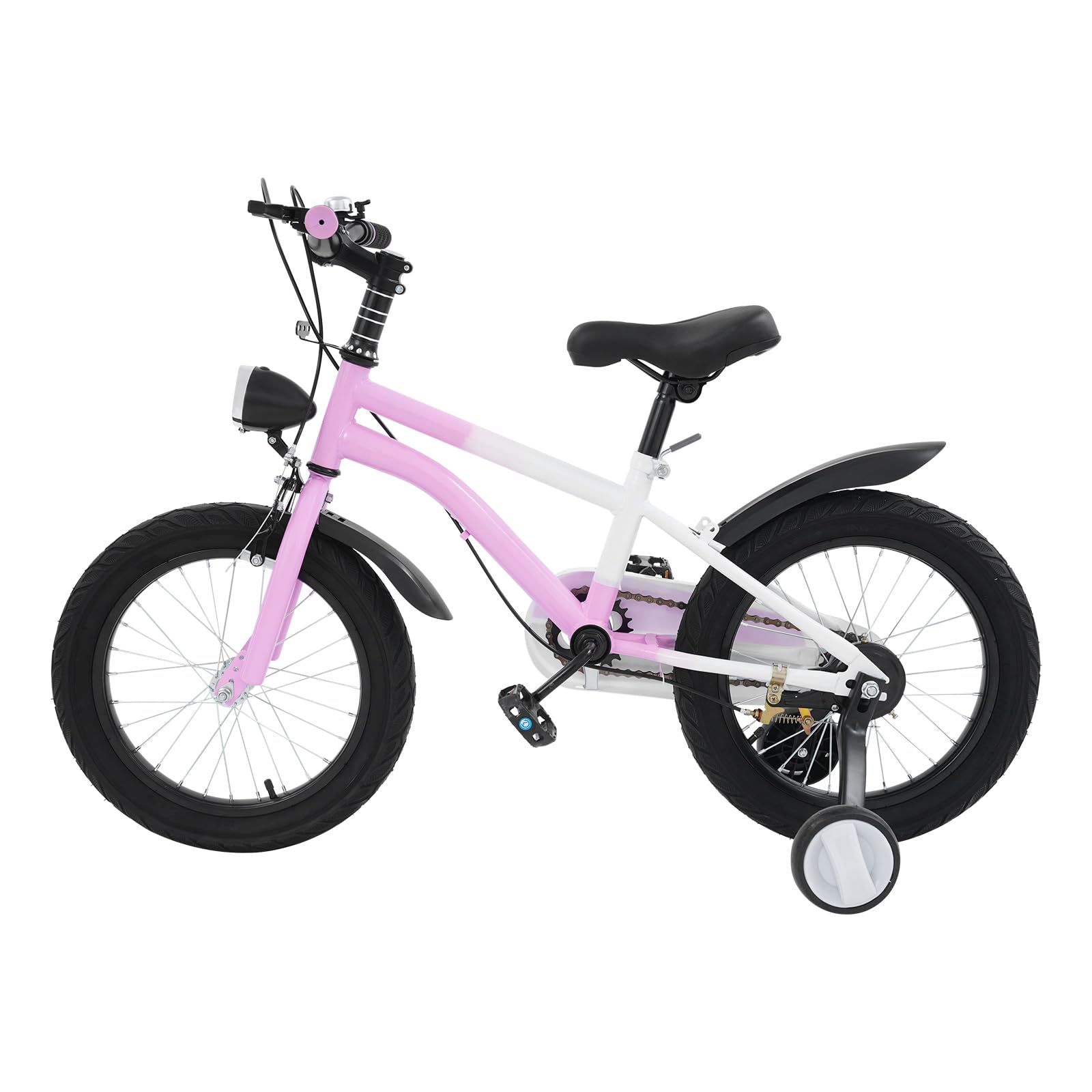 Vélo enfant 16 pouces avec lumière LED et roues stabilisatrices, vélo enfant pour enfants à partir de 5 à 8 ans, hauteur réglable, vélo à pédale, pour garçons et filles, formation en plein air