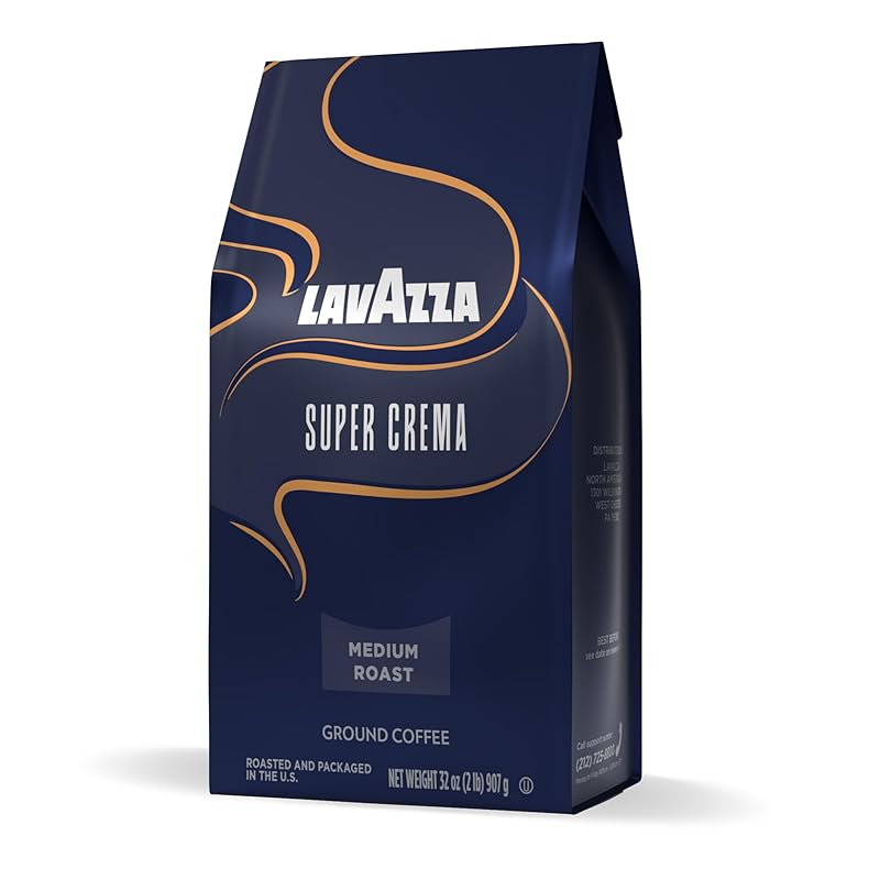Lavazza Super Crema Ground Coffee, Medium Roast, Arabica and Robusta Blend, 32 oz Bag (Pack of 1) 32 Ounce (Pack of 1)