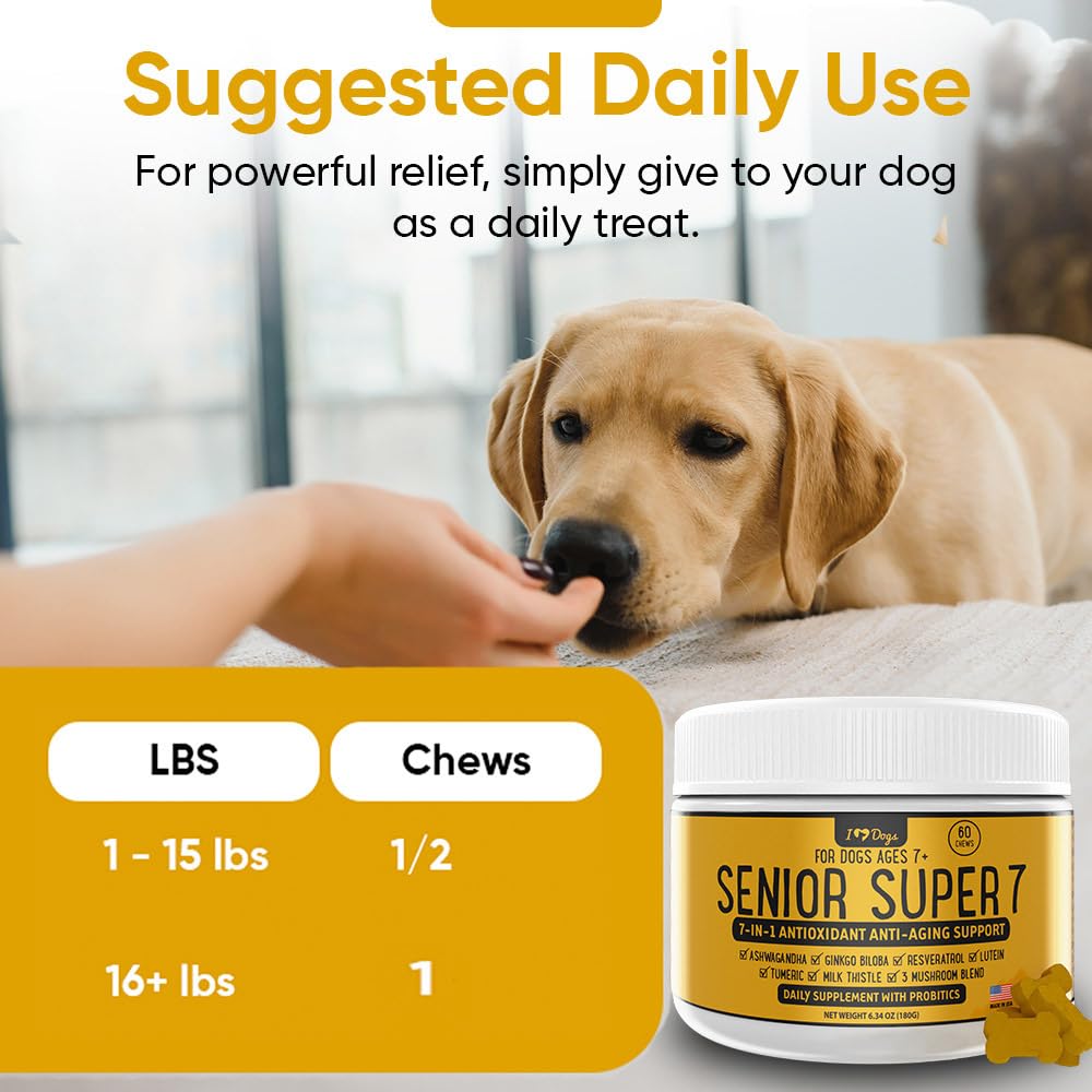 Amazon.com : iHeartDogs Senior Super 7 Daily Dog Multivitamin - 7