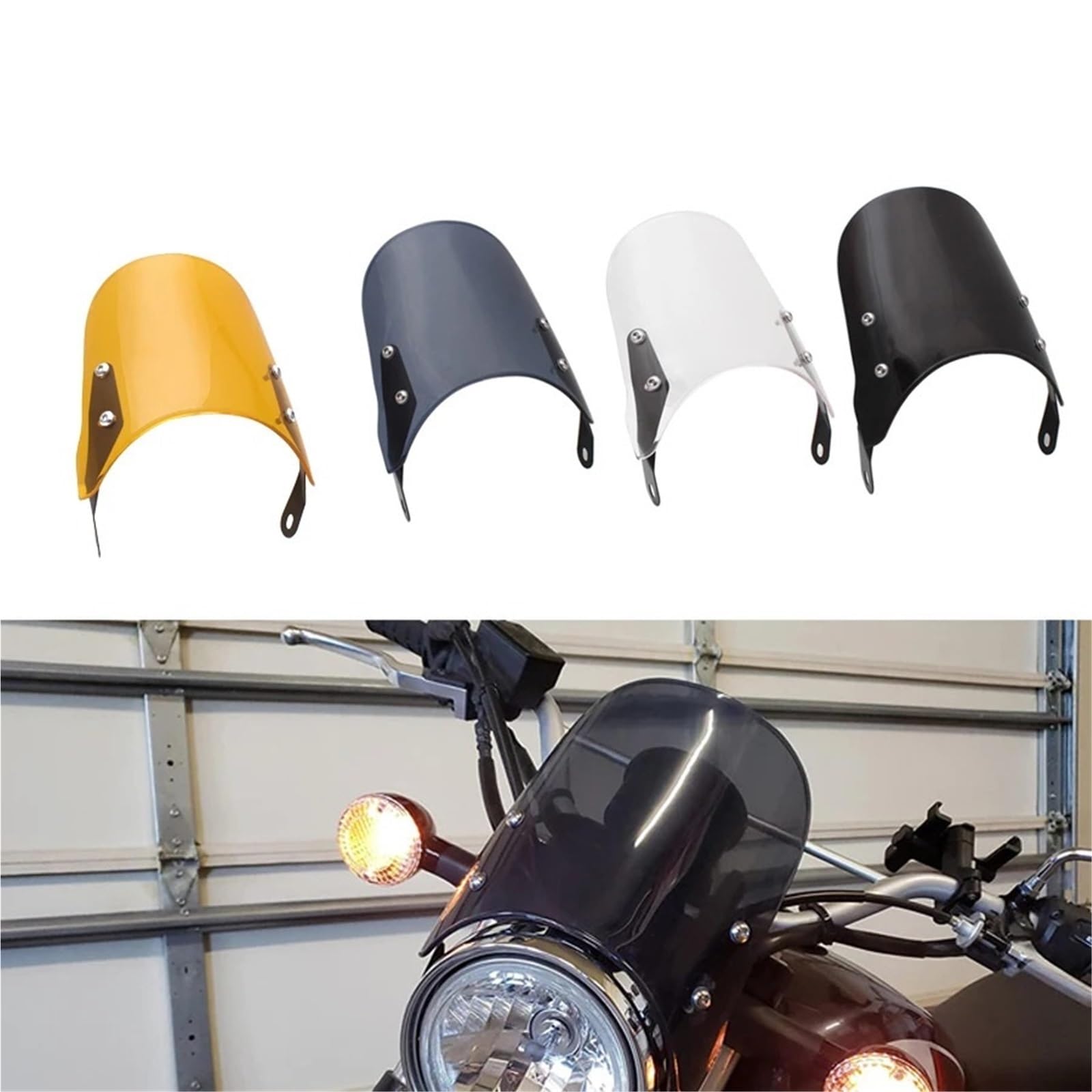Pasuje do Triumph Bonneville T100 T120 2001-2017 Pasuje do Yamaha SCR950 Uniwersalna szyba motocyklowa(Black)