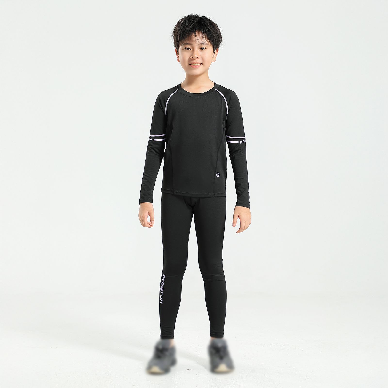 Blaward Boys' Girls' Long Sleeve Compression Pant and Shirt Set, Youth Kids Base Layer Sport Athletic Tops Leggings Underwear