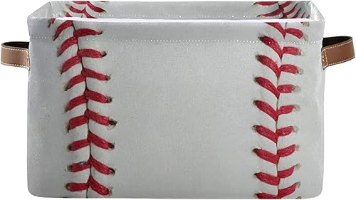 Cestas de almacenamiento plegables, cubos de almacenamiento de béisbol con asas, organizador de tela decorativa, cajas de almacenamiento para