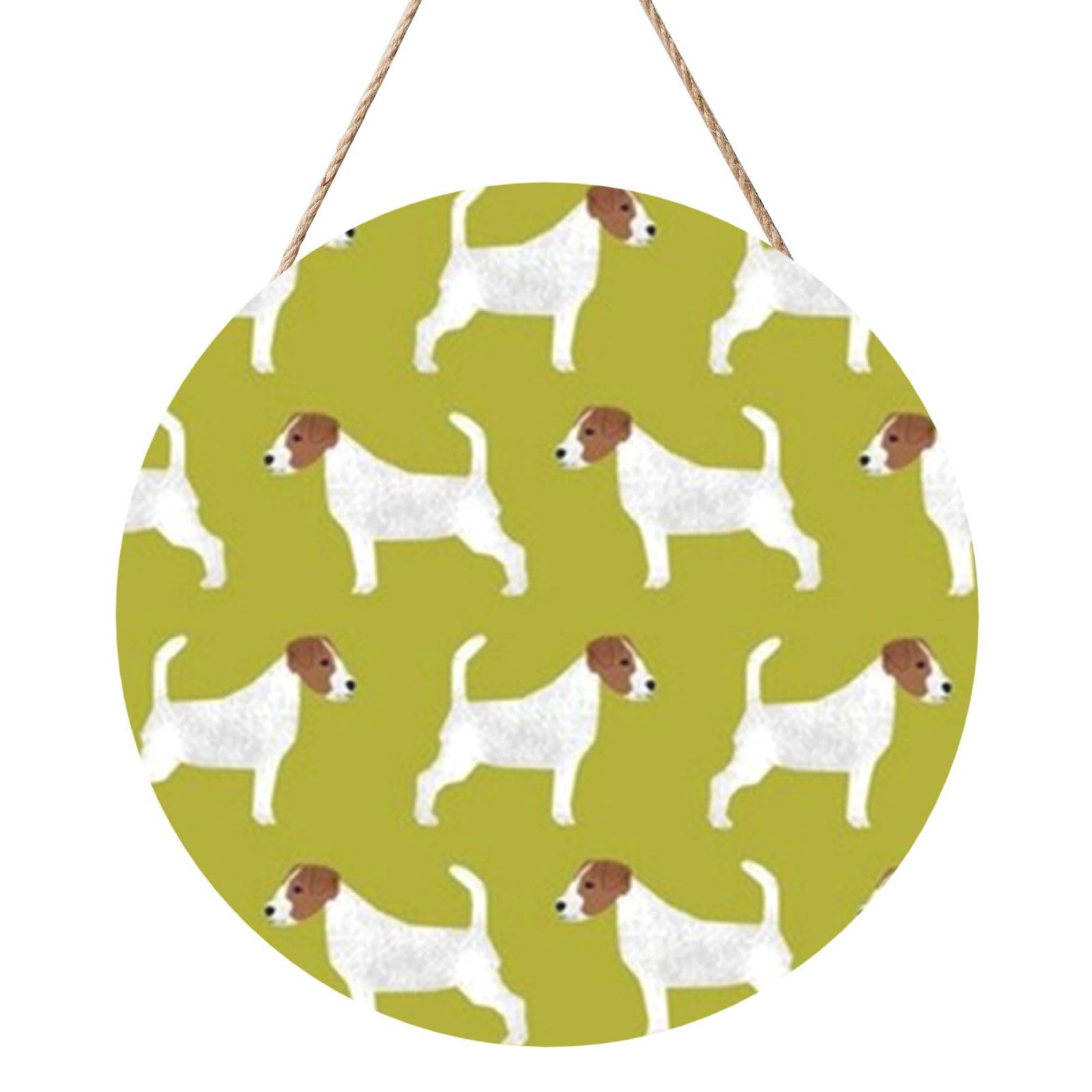 InOmak Jack Russell Terrier Print, Round Wood Panel Painting 12 in, Wall Hanging Painting For Home