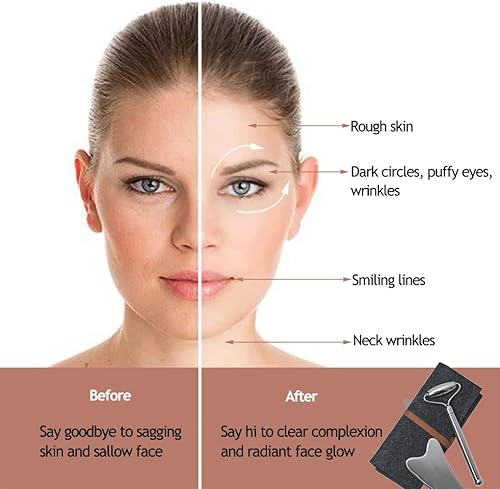 Miniatura 2 de Juego de rodillos faciales y Gua Sha – Juego de mini rodillos de ojos de acero inoxidable, masajeador facial para arrugas, rodillo facial