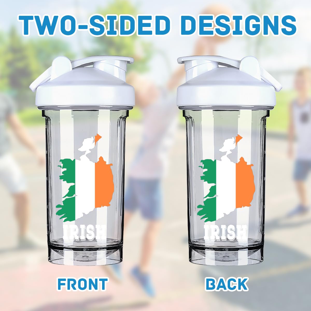 irish map flag 18 Ounce Shaker Cup,Fashion Theme Pattern Shaker Bottle Leak-proof Workout Shake Bottles 500ML/18 oz Perfect for Pre Workout-3-1