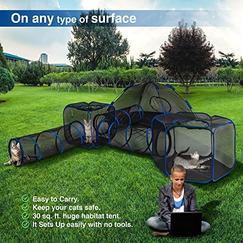 6-In-1 Cat Tent With Tunnel For Outdoor Cat Enclosures, Portable Playpen Play Tents For Indoor And Outdoor Cats, Rabbits, Ferrets, And Small Animals #TOP3