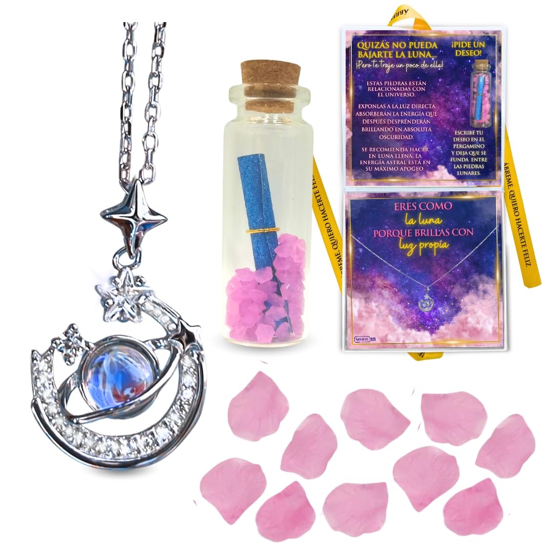 Lidia PasalodosCollar Plata Mujer - PLATA DE LEY 925 - Colgantes Mujer Plata - Gargantilla Plata Mujer -Regalos Cumpleaños Mujer -Regalos Originales Para Mujer Joven -Regalo Original Mujer -Collar Luna - Piedra Luna