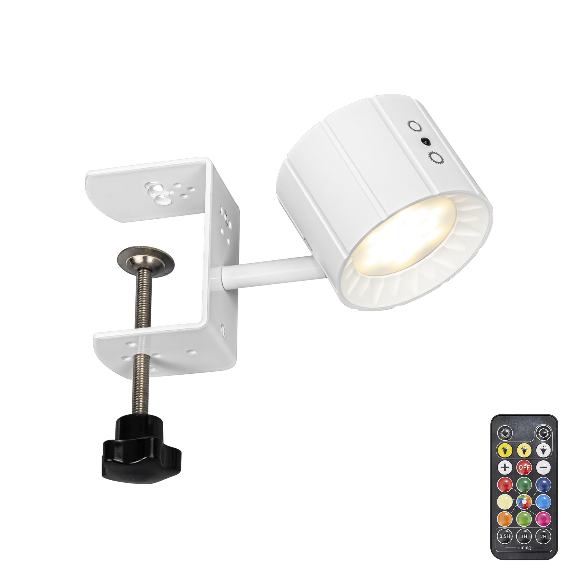 Yequandec Removable Magnetic 360° Rotating Clip-On Remote/Touch Switch Light Dimmable RGB Spotlight White Metal Simple for Reading Rental House Party