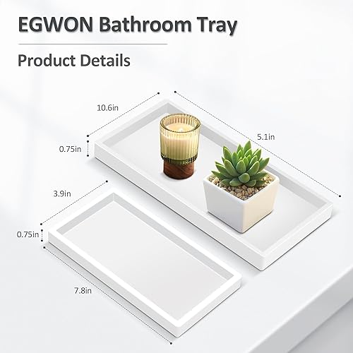 Miniatura 5 de EGWON - Bandeja de tocador de baño, bandeja dispensadora de jabón de silicona original, bandeja de inodoro inastillable para tocador, bandeja de
