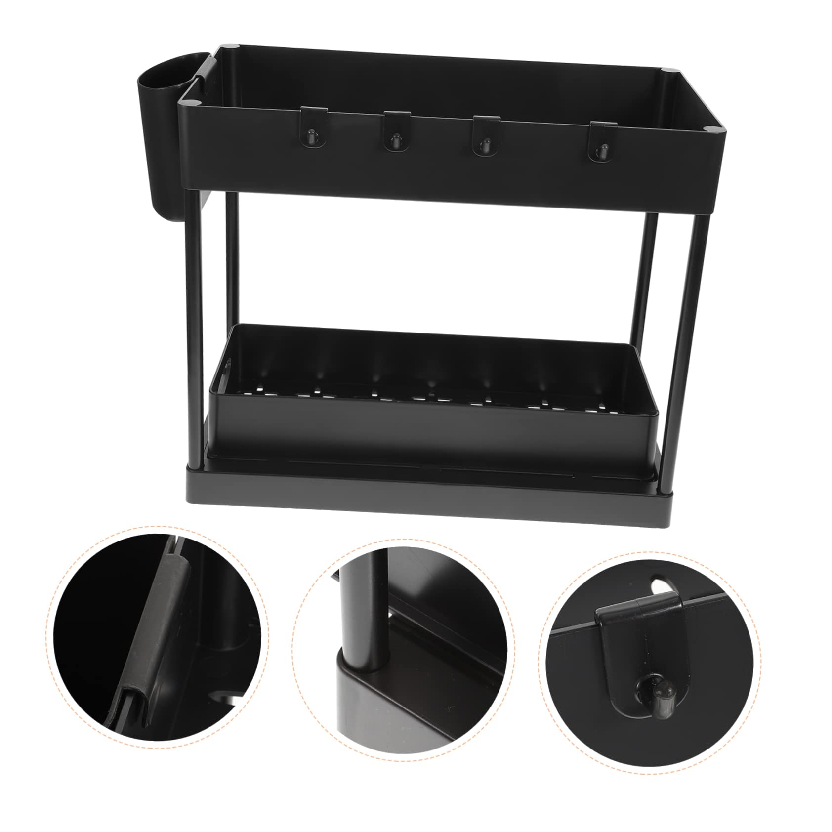 Ciieeo Panier de Rangement Coulissant sous Évier 2 Niveaux Noir Abs