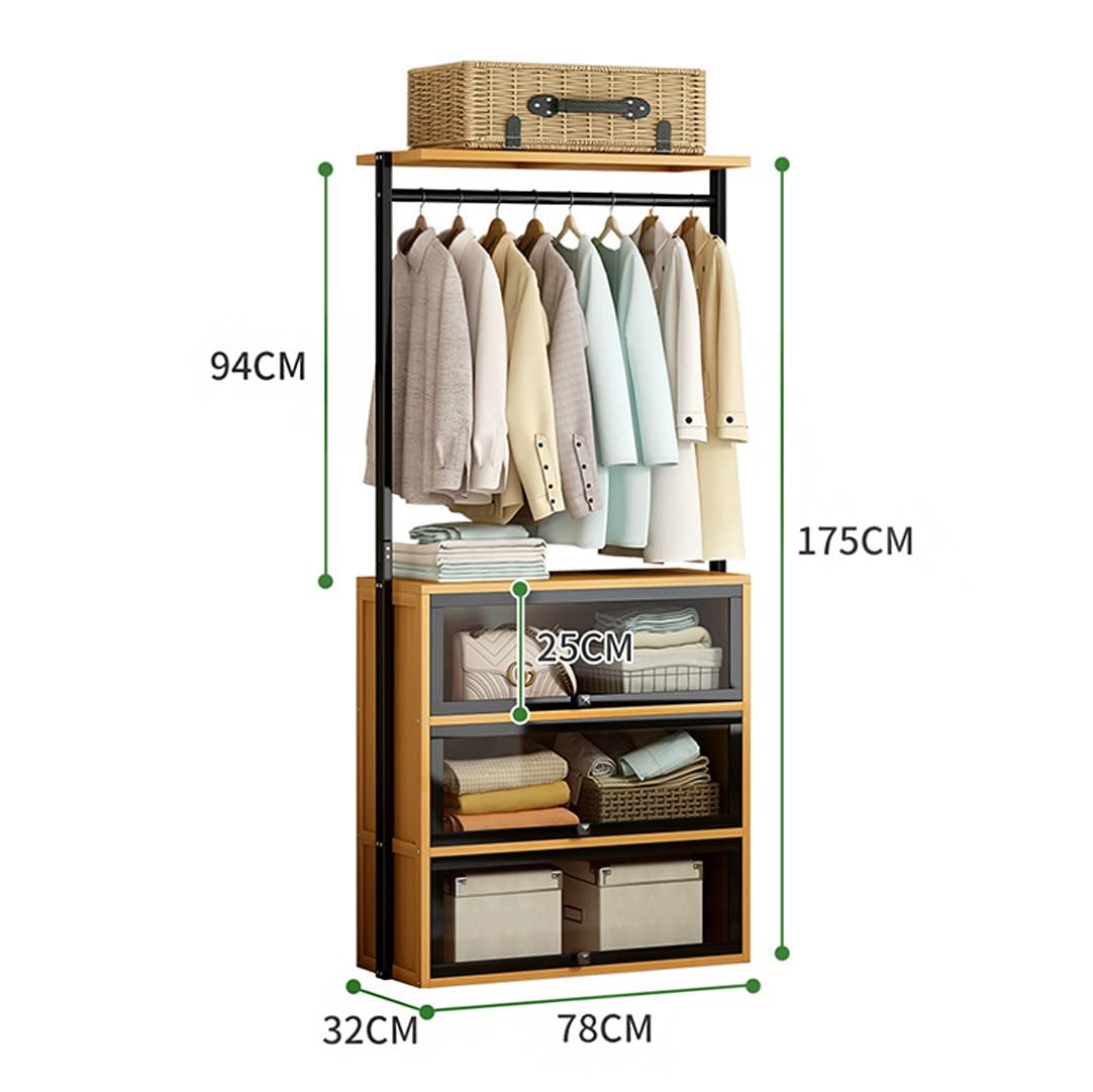 Supporto appendiabiti per carichi pesanti, stendibiancheria con asta appendiabiti e 3 scatole portaoggetti, appendiabiti con ripiano superiore/78 * 32 * 175 cm/78 * 32 * 175 cm Comfortable anniversary