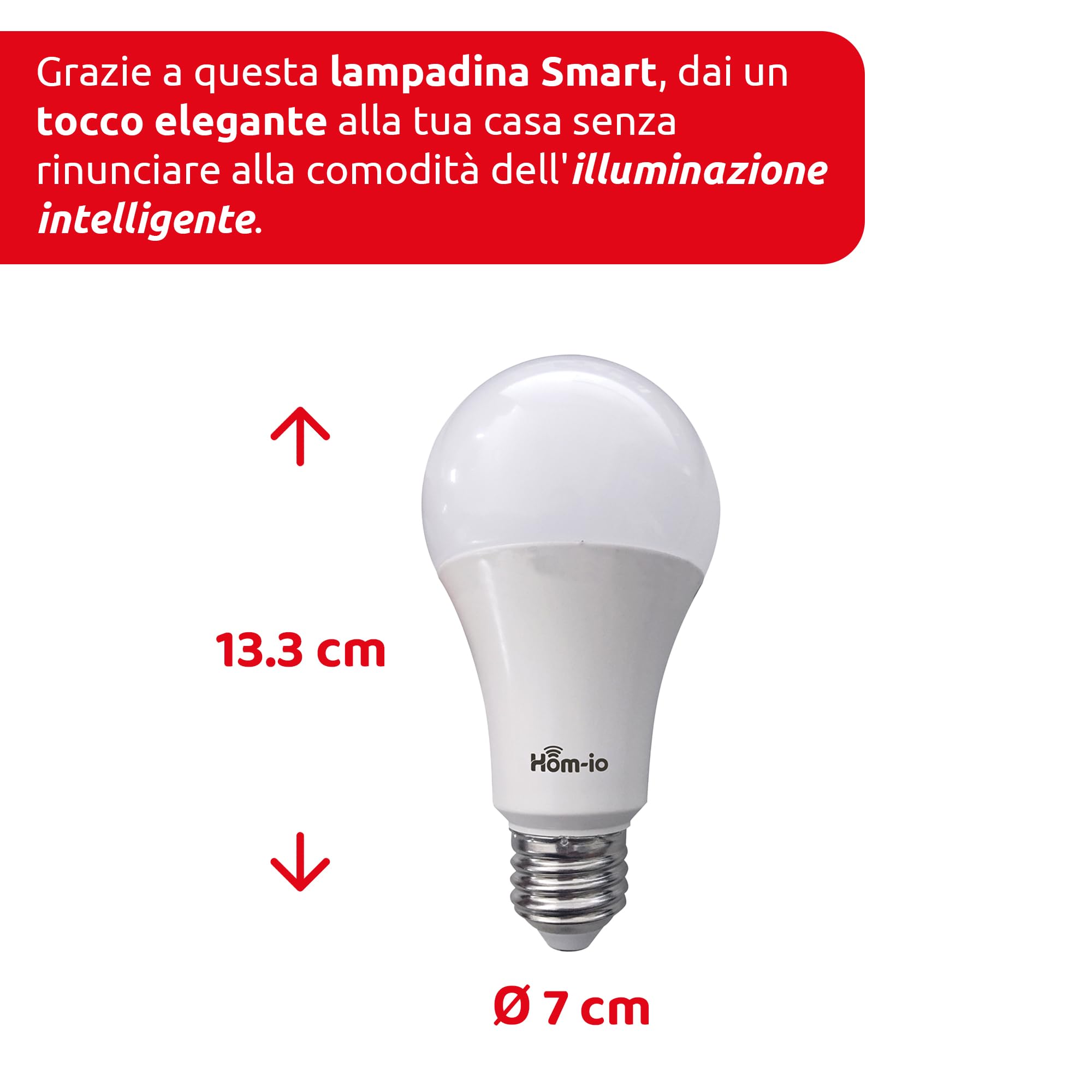 Hom-io la tua smart home Żarówka Smart WiFi E27 w2700K-6500K 10W 1050lm - przyciemniana, hom-io, dynamiczna biel 2700-6500