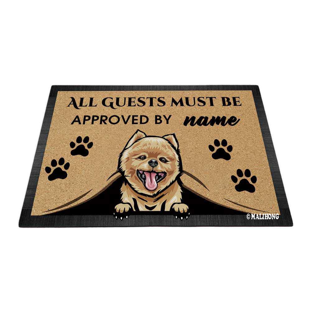 BAGEYOU Personalized Dog's Name Peeking Dog Cute Pomeranian Doormat All Guest Must Be Approved Rugs for Home Decor 27.5 x 17.7 Inch