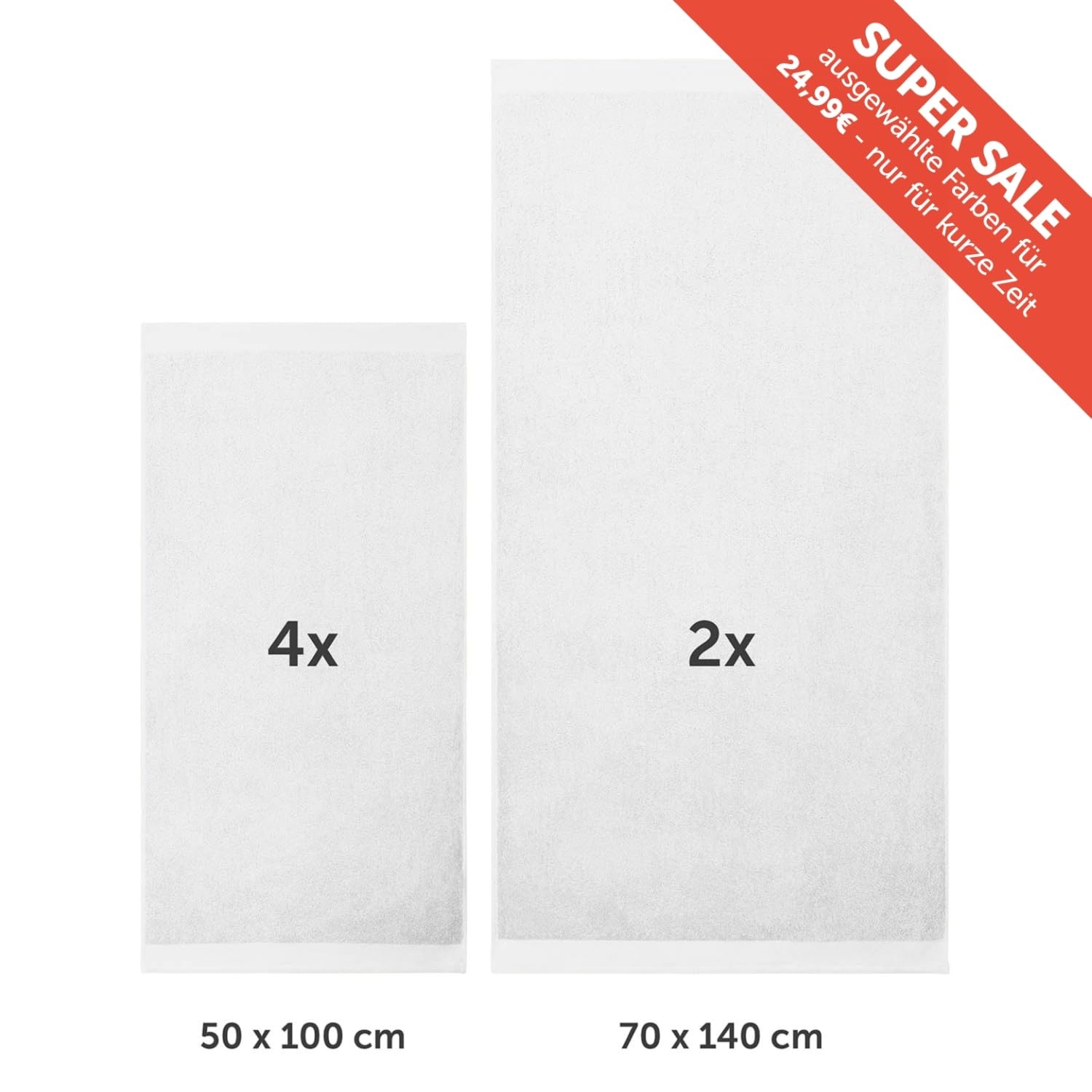 Blumtal - Zestaw ręczników kąpielowych - 2 ręczniki kąpielowe 70x140-4 50x100 - Miękkie i chłonne - 100% Bawełna - Certyfikowane Oeko-Tex® - Biały