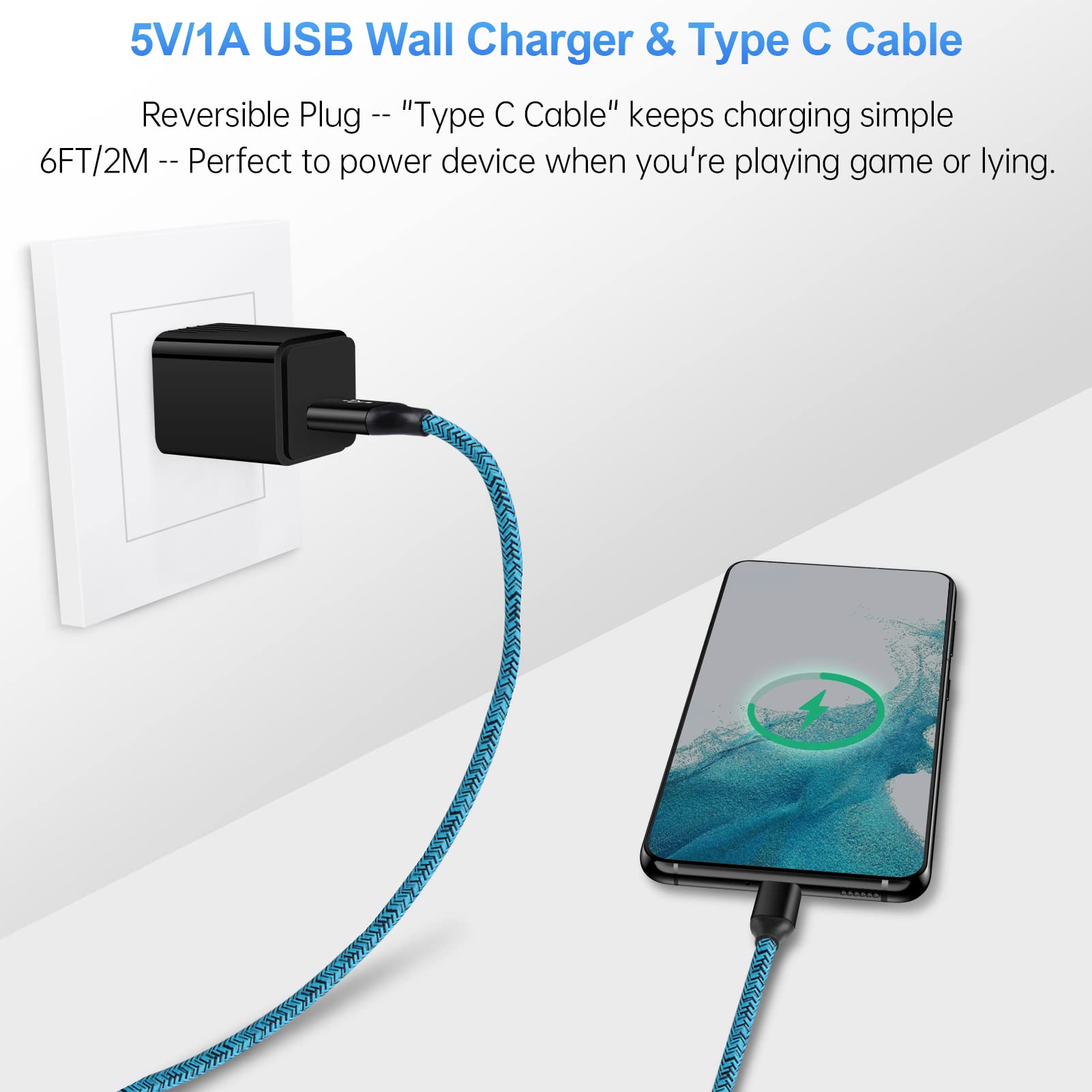 Android Phone Charger Fast Charging Compatible for Moto G/G Stylus/G Power/G Play 2023/G Fast/Edge+, Edge 5G UW/One 5G UW ace, G9 G8 G7 Power Plus Play, G6 Plus Z4, Wall Plug+USB Type C Charger Cable