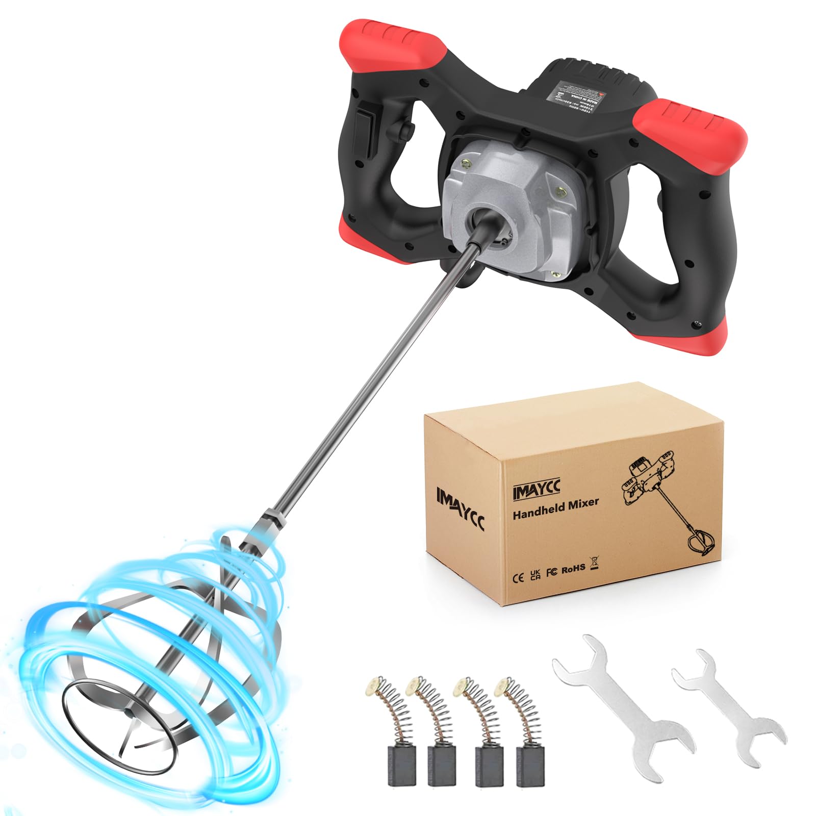 IMAYCC 2100W Mezcladora De Mortero, Batidora Mortero Profesional, Mezclador De Mortero con 6 Velocidades, Hormigoneras Electricas, Para Mezclar Pienso, Yeso, Pintura, Cemento (Negro)