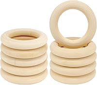 Vista 1 de 10 piezas de anillos de madera natural para manualidades, anillos de madera sin terminar para macramé, conectores de madera para colgantes