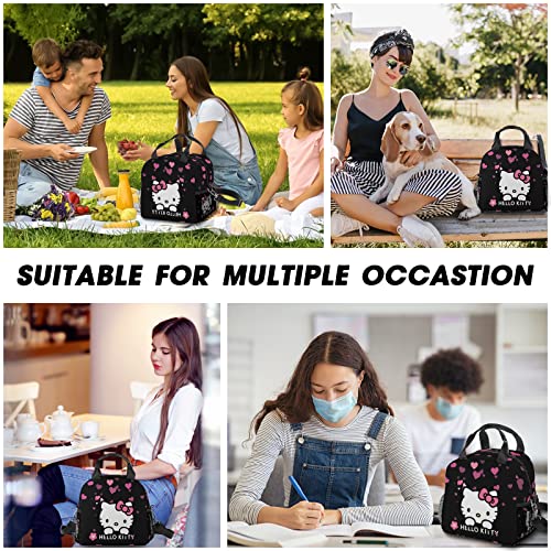 Black Lunch Box For Women Cartoon Cute Lunch Bags Insulated Lunch Tote Bag Thermal Cooler Bag For Work Outdoor #TOP4