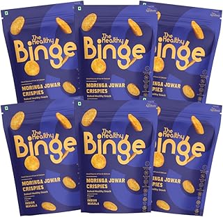 The Healthy Binge| Jowar Chips |Baked chips | No maida, palm oil or MSG | High Protein healthy snacks | Indian Masala Flavour | PACK of 6 (40 gm x 6)-picture-28