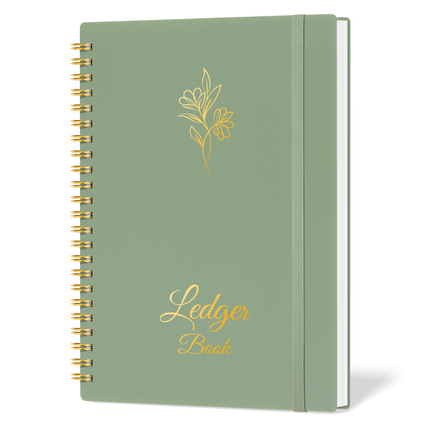Accounting Ledger Book for Small Business Bookkeeping & Personal Use, Expense Tracker Notebook for Family Budget, Bookkeeping Record Book, Income and Expense Log Book - 8.4" x 6.1" (Green)