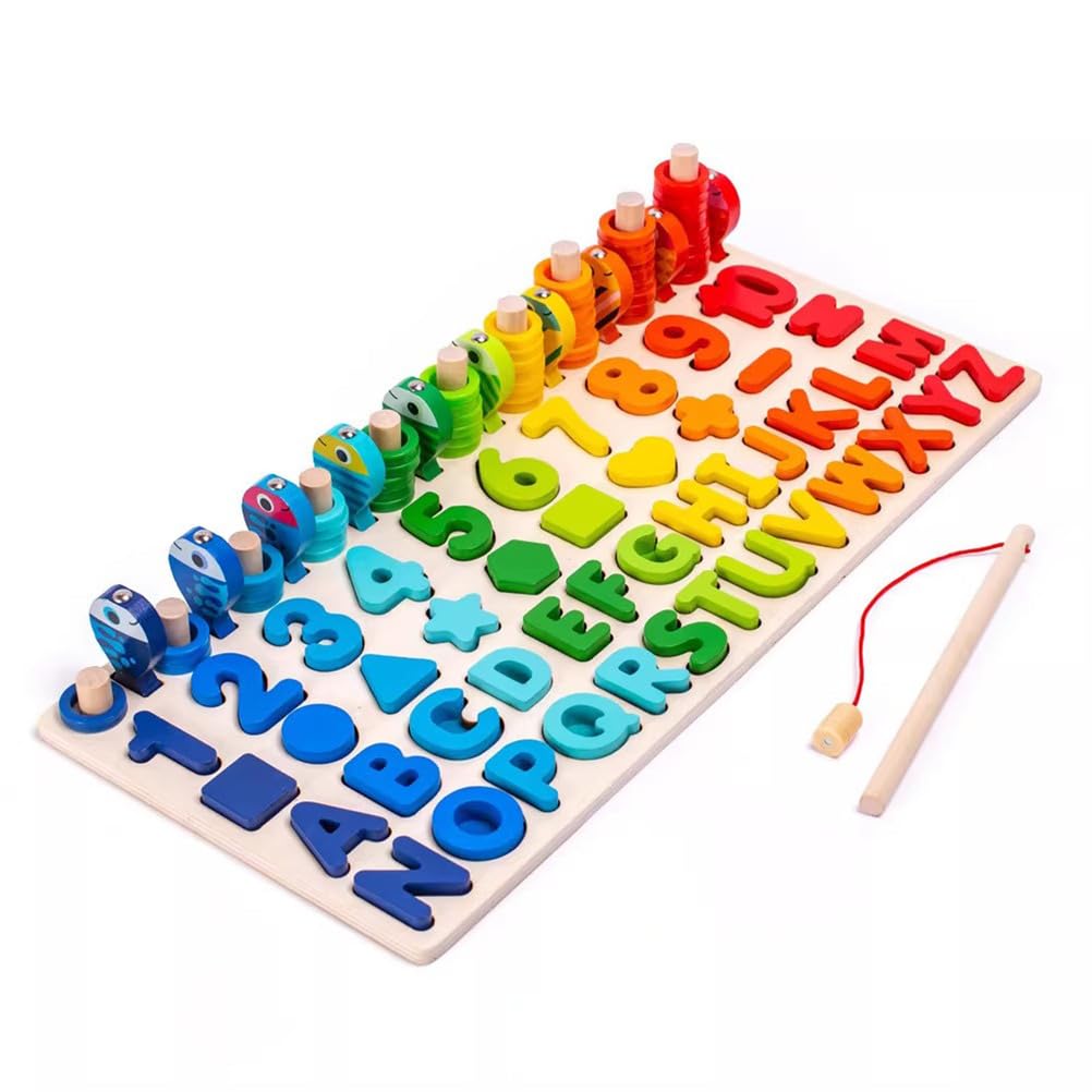 Montessori - Rompecabezas de números para niños pequeños, juego de apilamiento de forma de conteo de clasificadores