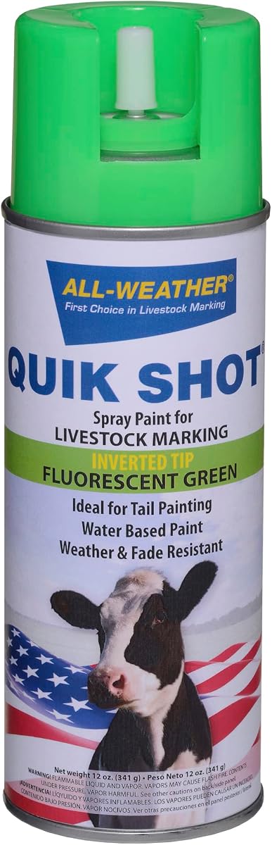 All-Weather 61116 Quik Shot Inverted Tip Livestock Fluorescent Green