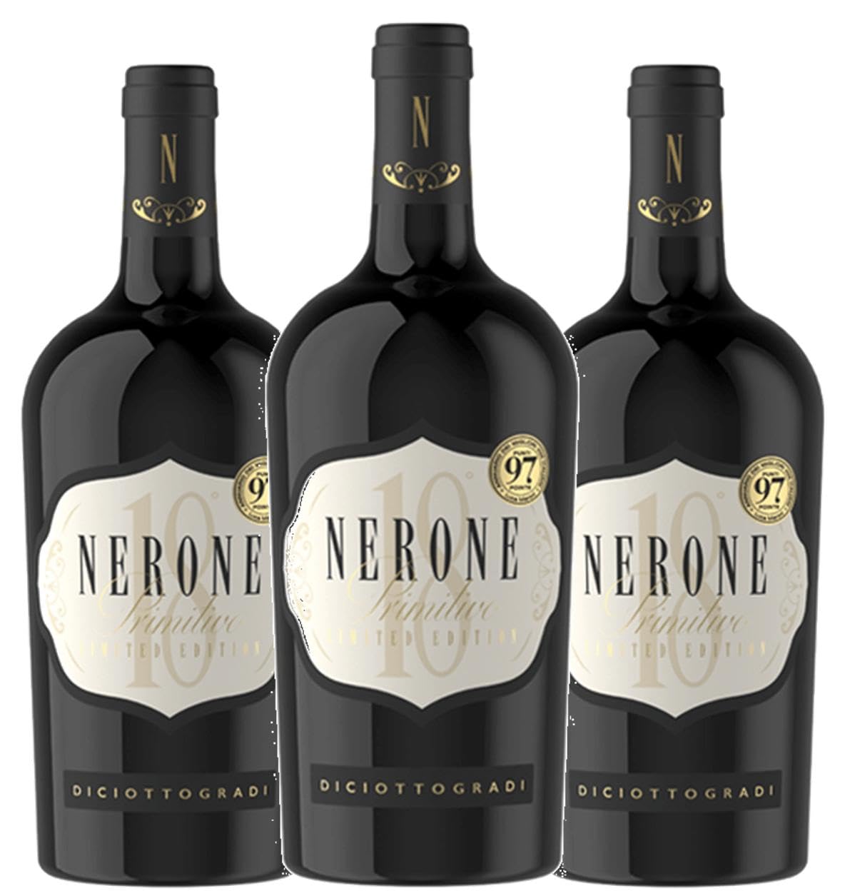 3 Bottiglie Primitivo 18% vol Nerone Puglia IGP Cantine Selvi 75cl