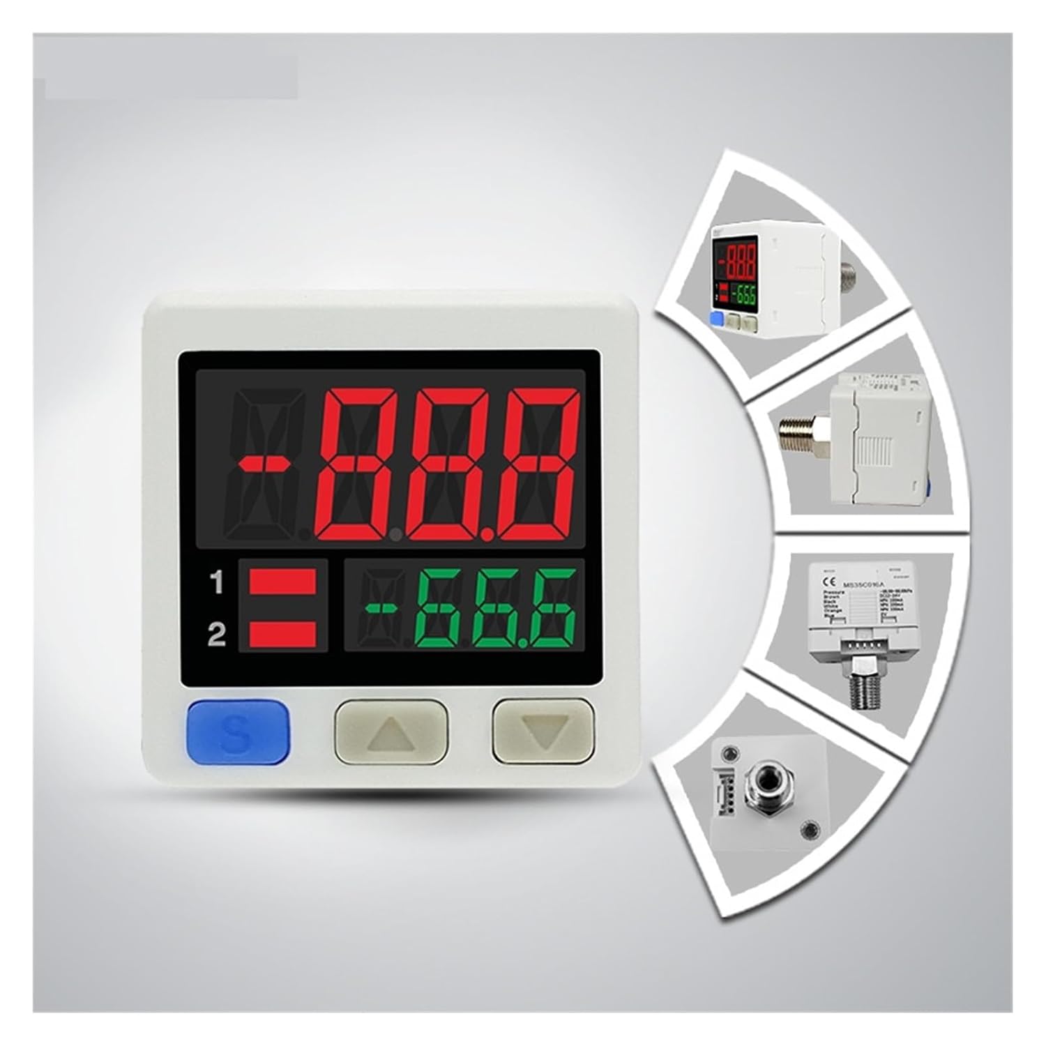 Digital Pressure Switch MS30 High Precision Digital Pressure Gauge Compressor Electronic Vacuum Air Measuring Instruments Measurement Switch(1 NPN,-100-100KPa)