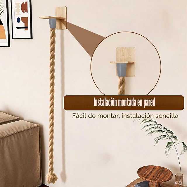 Foto 3 de 7 de Cuerda de Escalada para Gatos, Cuerda de Yute de 1,3/1,5 m con estantes