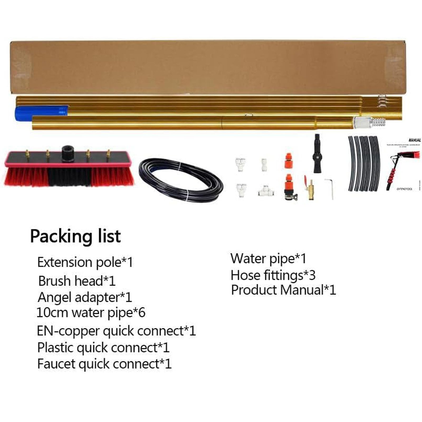 Kit profesional de limpieza de ventanas con barra de 10 m, cabezal de cepillo giratorio de 35 cm, ideal para uso en interiores y exteriores, perfecto para ventanas altas. Juego completo de