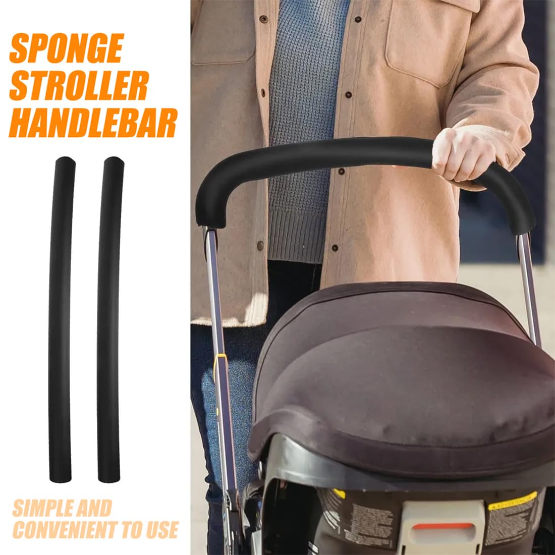 1 Pezzi Copri Maniglia Passeggino, Coperture Per Maniglie In Pelle Pu Antipolvere, Accessori Passeggino, 48 * 16Cm