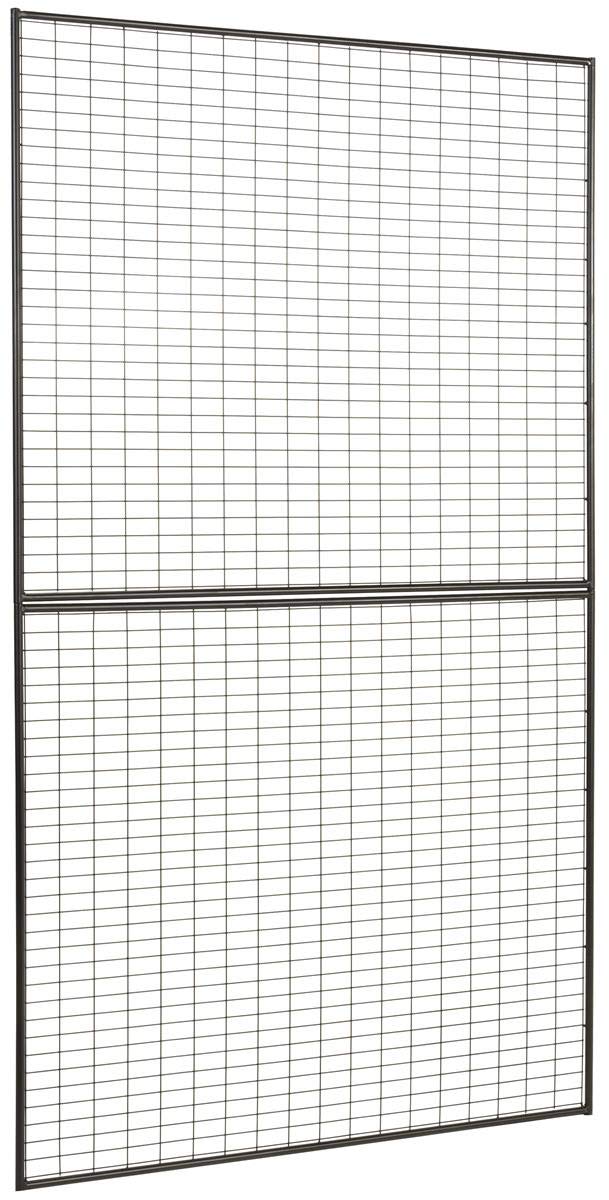 Displays2go Dual Grid Panel Retail and Art Display, 3'w x 6'h, Iron Construction - Matte Black (ADP62PMB)