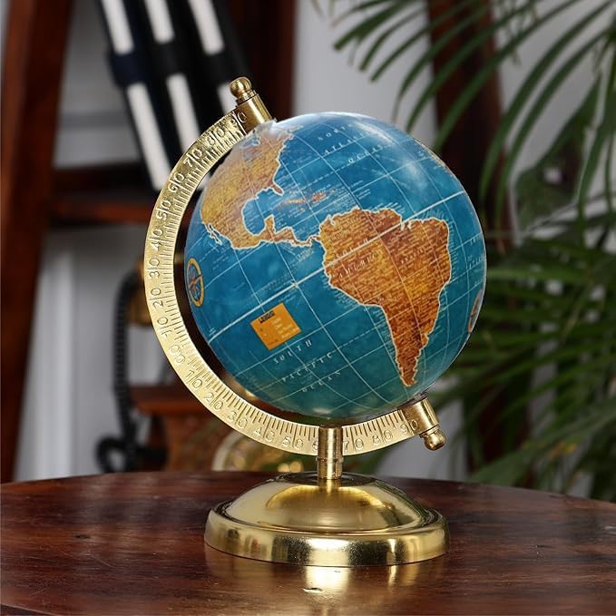 World Globe 5 Inch Diameter with Metal Arc and Stand for Show pieces for Home Décor, Office Decor, Study Table decor Items 1