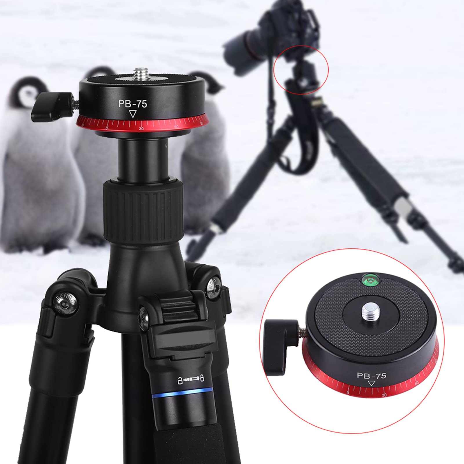 CHICIRIS Testa a Sfera Panoramica Testa Durevole per Treppiede Coerenza a 360° Foto Video Appassionati di Fotografia