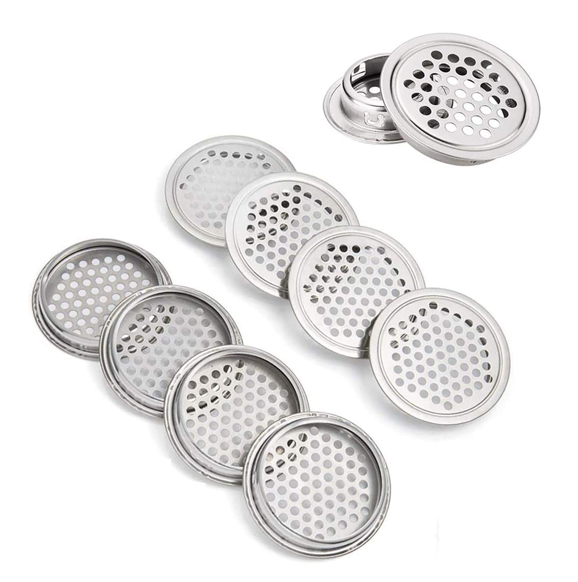 Air Vent Hole Round Shaped Mesh Hole Stainless Steel Plane Ventilation Grille Ventilation Louver for Kitchen, Bathroom,Cabinet, Wardrobe, or Shoe Cabinet (25mm, 10Pcs)