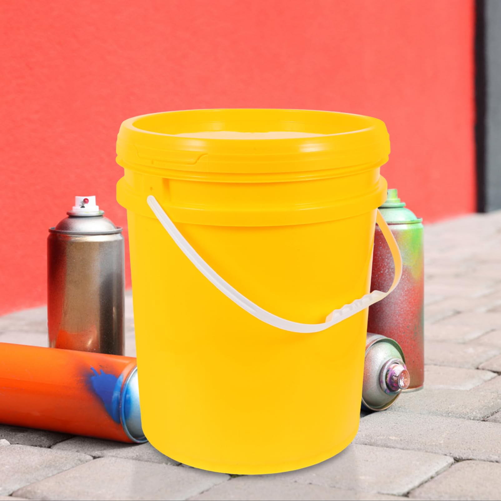 Seau de Peinture en PP 25 L Jaune avec Couvercle Hermétique