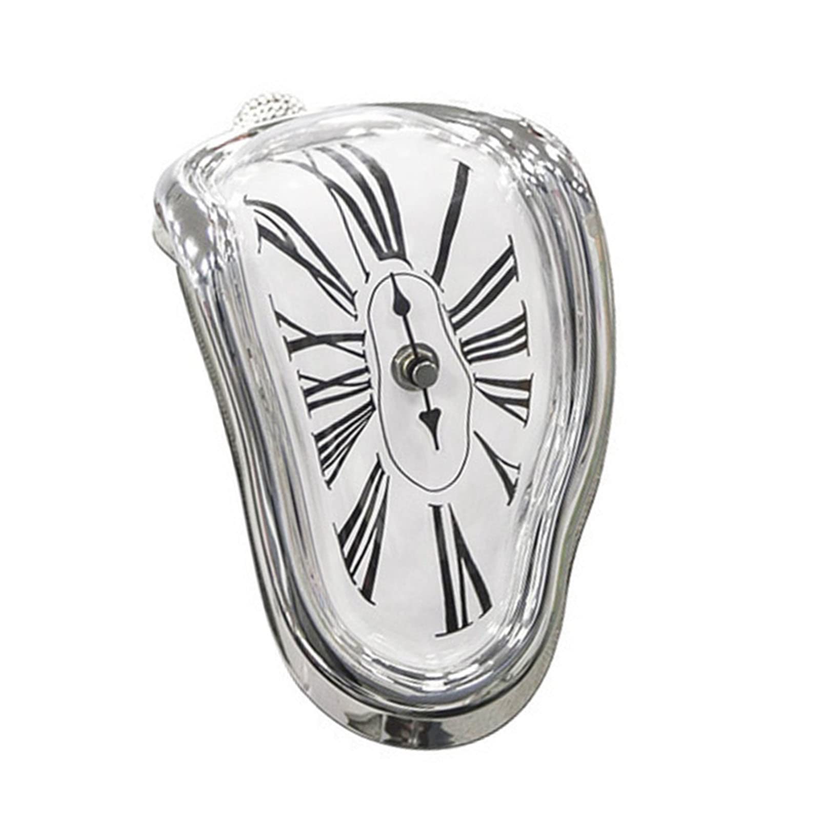 VINGVO Reloj derretido, Rendimiento confiable, plástico, Divertido, Reloj derretido, preciso, Resistente al Desgaste para la Oficina (Plata)