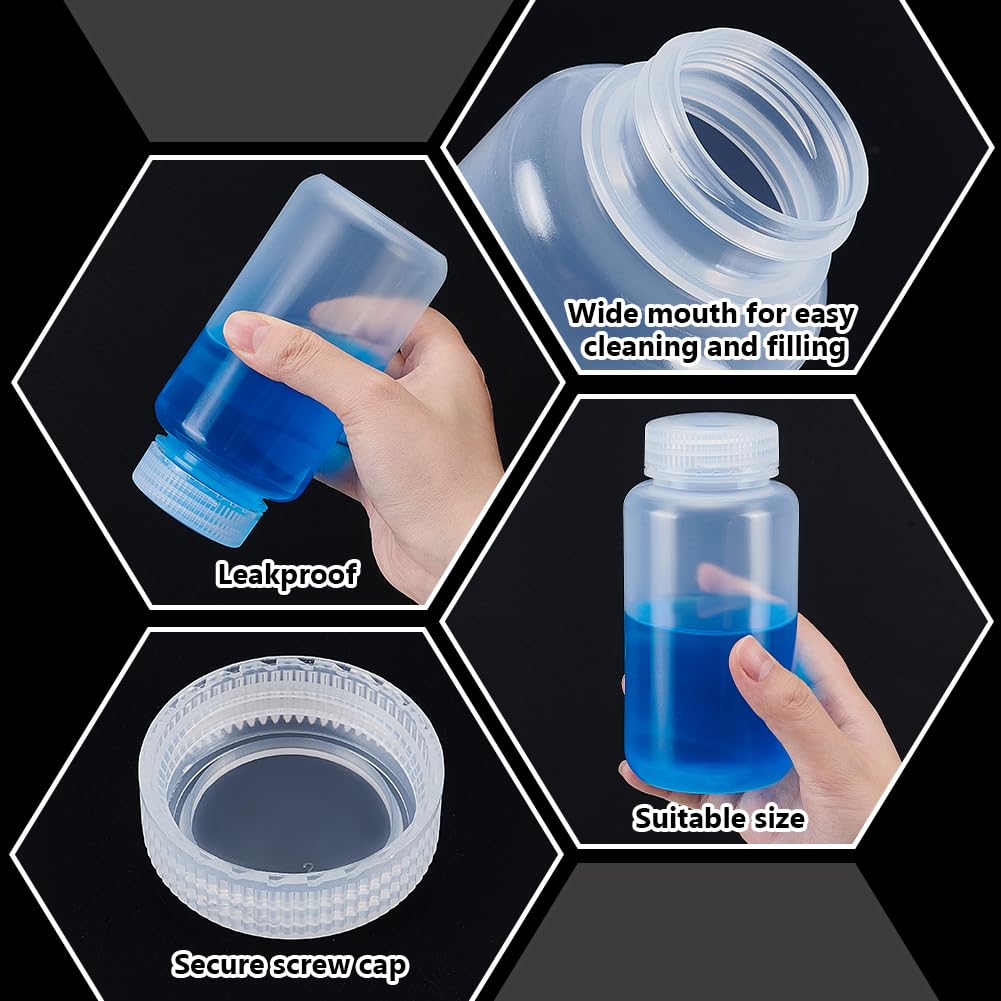 PH PandaHall 24pcs 8oz 250ml Flacons D'Échantillon en Plastique Flacon de Réactif Conteneurs de Stockage de Liquides Transparents avec Bouchons à Vis pour Laboratoire Salle de Classe Maison