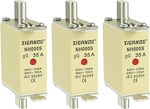SIGANDG NH Sicherungseinsatz NH000 35A gG Frontanzeige Kombimelder, 3 Stück