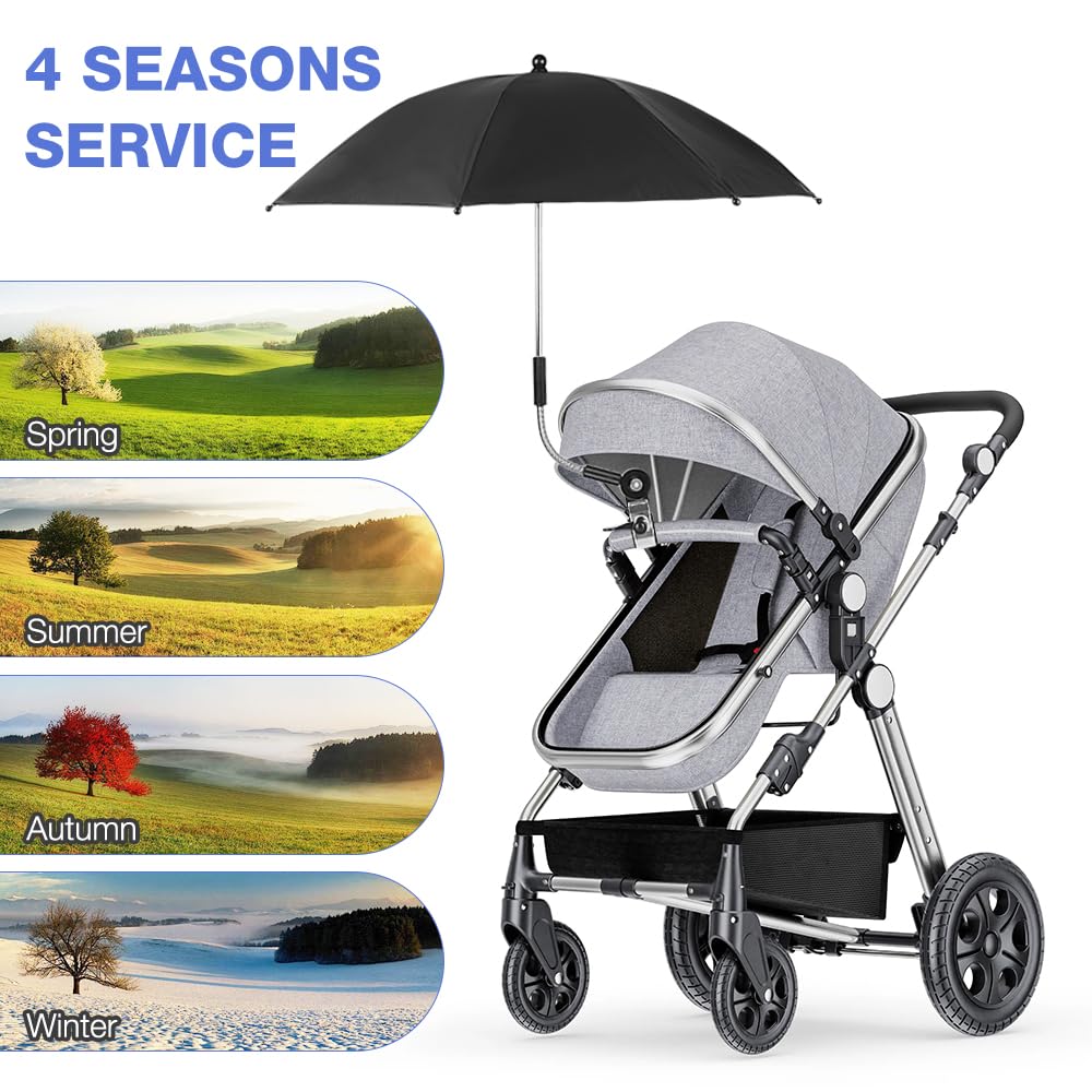 Mineup Ombrelle Poussette, 75cm Parasol Poussette Bébé Universelle, Protection UV 50+, Parasol Anti Uv Pour Landau, Ombrelle Universelle Pour Poussette