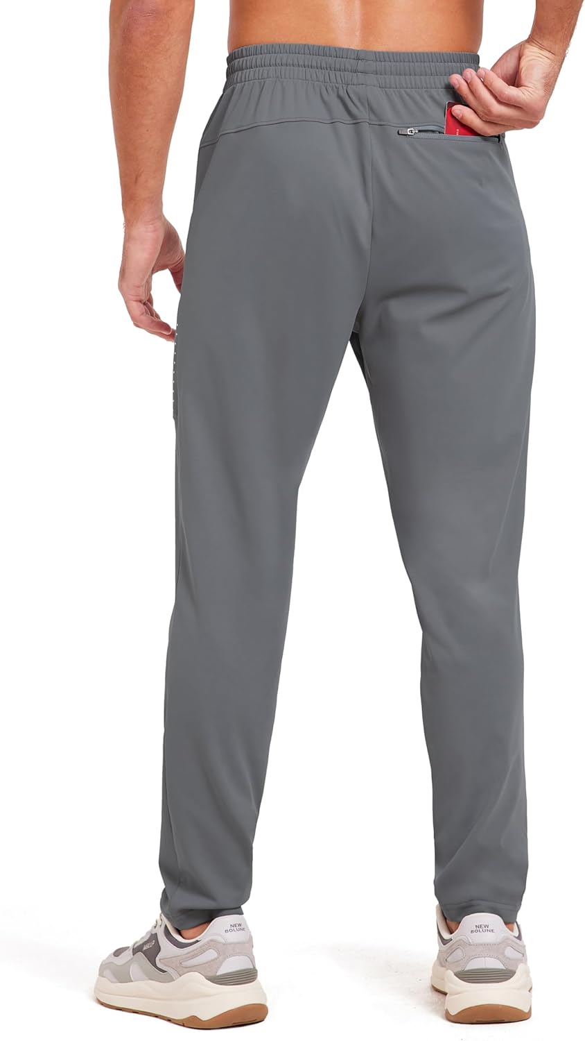 Men's Athletic Joggers Pants Stretch Tapered Casual Track Pants Elastic Waist Workout Jogging Sweatpants Zip Pockets - Image 3