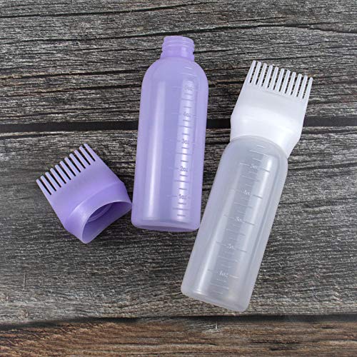 Auear, 3 Pack Root Comb Applicator Bottle 6 Ounce Hair Coloring Dye Salon Care Plastic Squeeze With Graduated Scale #TOP6