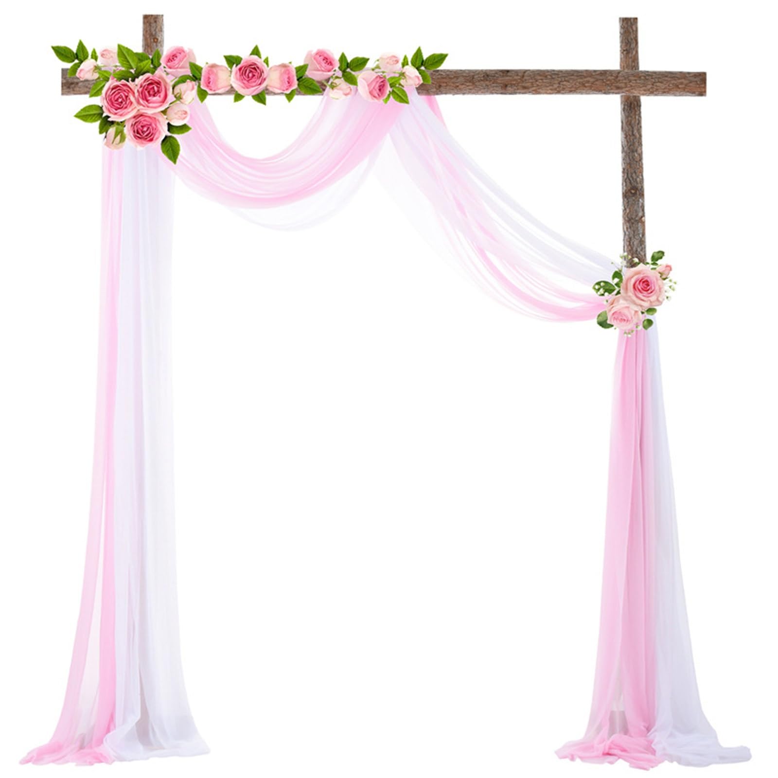 Hochzeitsbogen Tüll Stoff, Querbehang Deko Hochzeits Tisch, Chiffon Organza Stoff Querbehang Fenster, Tüllstoff Dekostoff für Traubogen, Gardinen, Verlobung Deko (Color : E, Size : 75x550cm (pack of