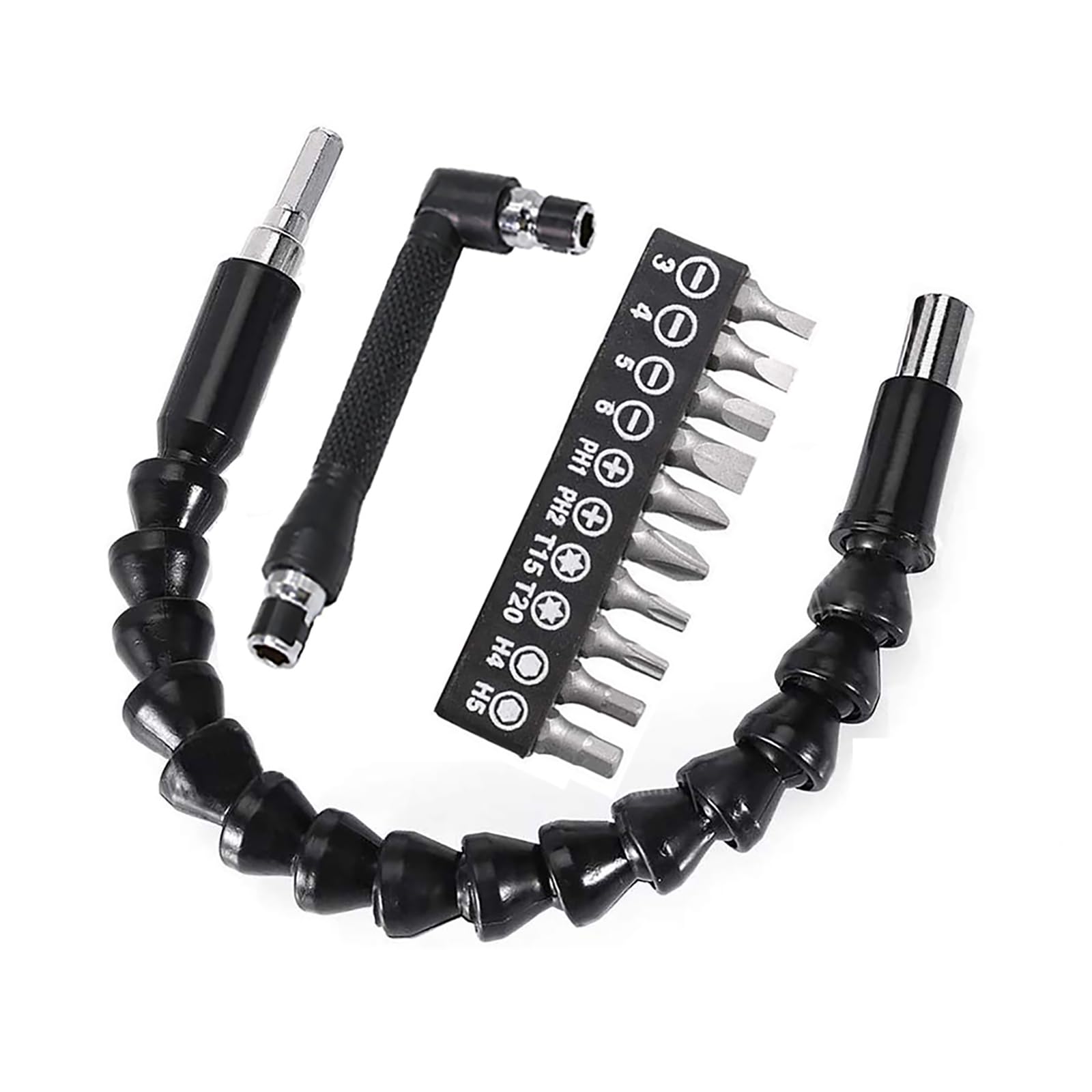 YIOYULEN Flexible Drill Bit Extension, Bendable Drill Extension11.6inch, Manual 90° Right Angle, 1/4 Flexible Extension for Drill, Adaptor Hex