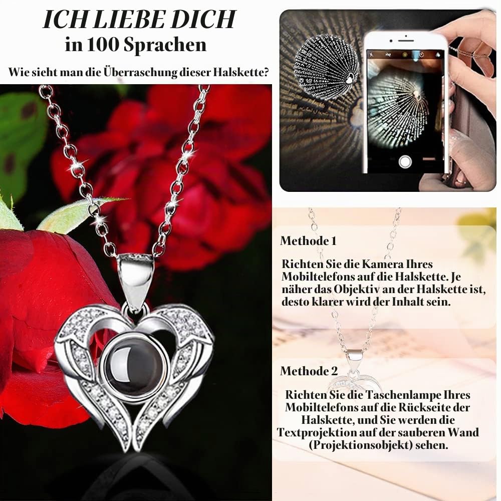Preserved Real Rose Gifts for Womens,Eternal Flowers Rose with I Love You Necklace in 100 Languages,Gifts for her on Birthday, Anniversary, Valentine's Day, Mother's Day, Christmas