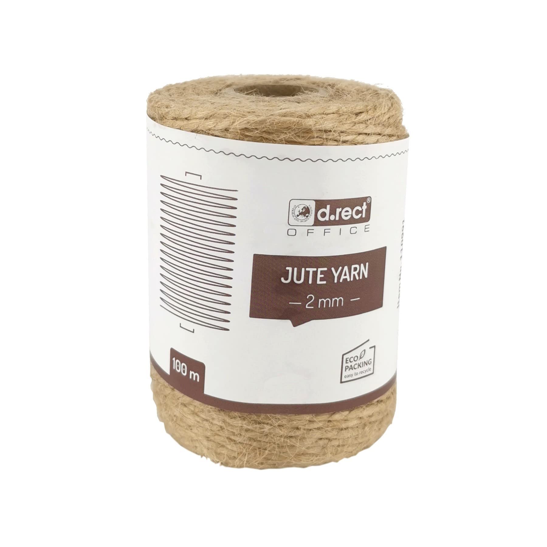D.RECT 100m Natural Brown Jute Rope, Gift Decorative Wrap Twine | 2mm Thick |  For: Packaging, DIY Crafts, Floristry, Decorating, Home Decor | 800157