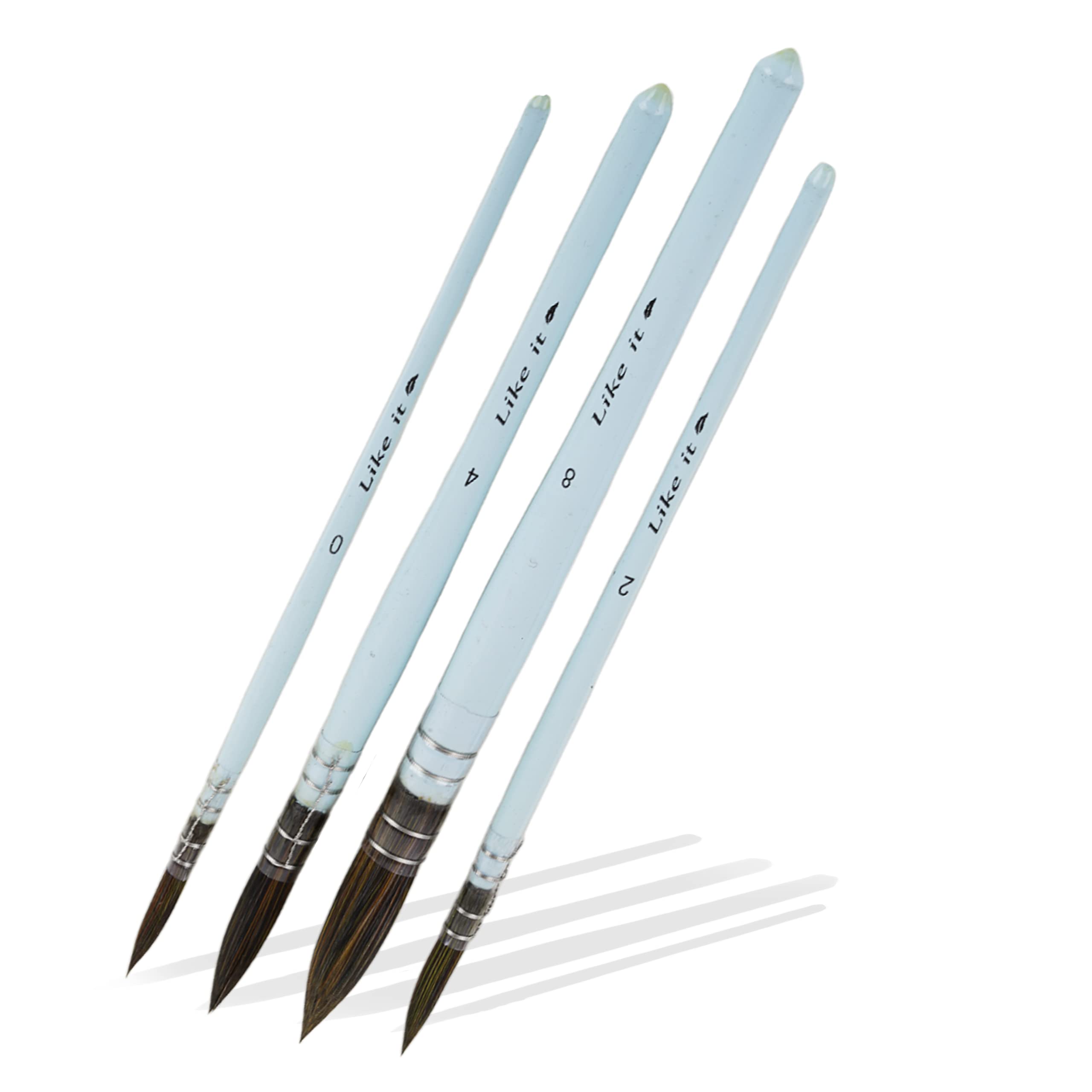 Like it Artists Professional Synthetic Hair MOP Brush Set of 4 (0, 2, 4,8) (Blue Mops)