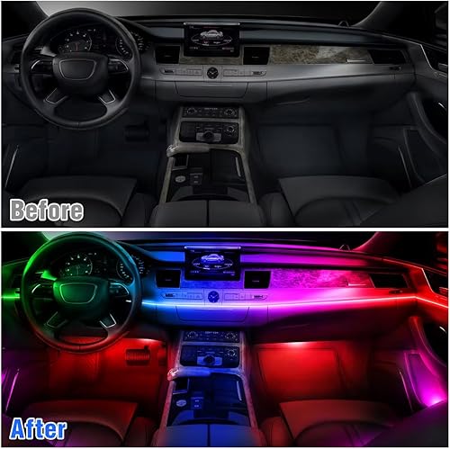 Miniatura 6 de Tira de luces LED de acrílico para interiores de automóvil, 10 en 1, Dreamcolor, kit de iluminación ambiental para automóvil con aplicación